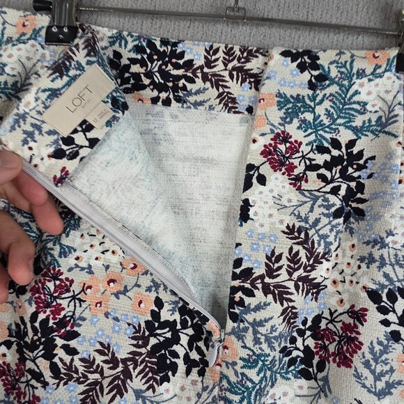 LOFT Skirt Size 12 Multicolored Floral Pencil Straight Knit Cotton Stretch 23L - Picture 12 of 16